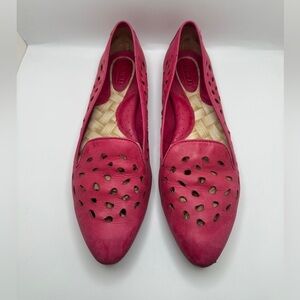 Born Tinley Leather Laser Cut Ballet Flat Shoes Pink Women’s Sz 8/39